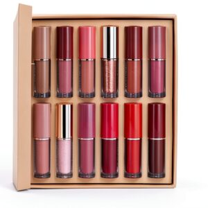 Woakess Lip Gloss Set 12 Matte Colors Vegan Long Lasting-0